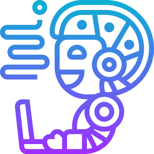 Artificial intelligence robot data analytics ai icon