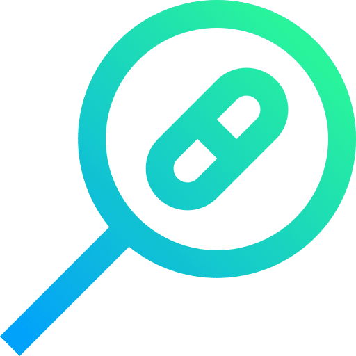Research magnifying glass science laboratory icon Research magnifying glass science laboratory icon