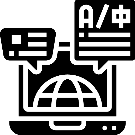 Translation communications language laptop icon