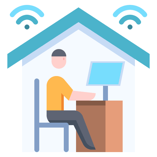 Teleworking teleworking work from home wireless icon