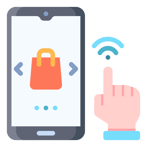 Ecommerce internet of things online hand icon