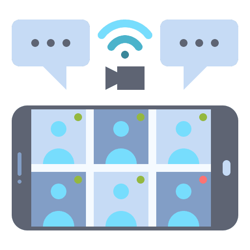 Video call smartphone internet of things meeting icon