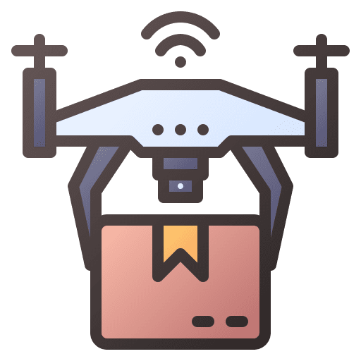 Drone internet of things delivery box icon