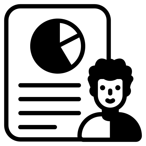 Data analytics employee presentation person icon