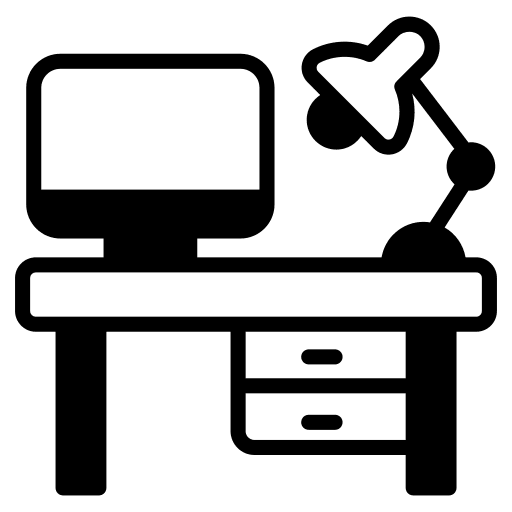 Workplace furniture and household computer workspace icon