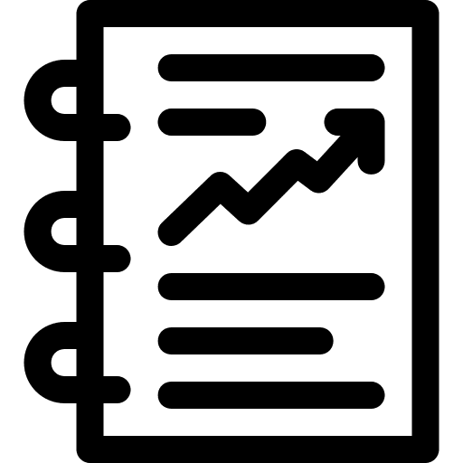 Data analysis business and finance line graph document icon