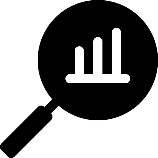 Analysis magnifying glass interface business and finance icon