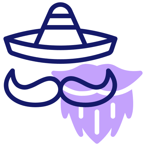Hat mexican moustache mexican hat icon