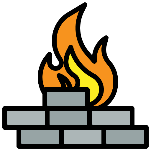 Firewall fire brick construction and tools icon