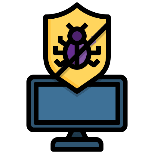 Antivirus laptop defense technology icon