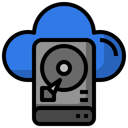 Cloud disc hard drive data icon