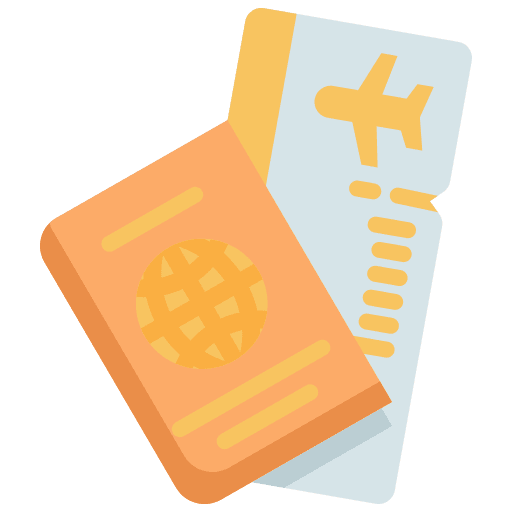 Passport boarding pass airplane ticket identification icon