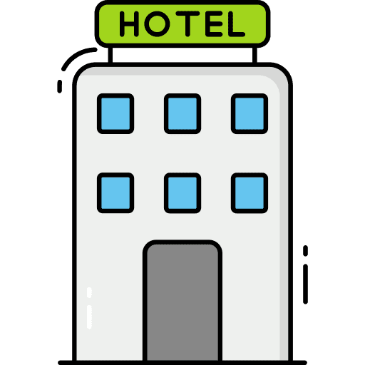 Hotel architecture and city hostel building icon Hotel architecture and city hostel building icon