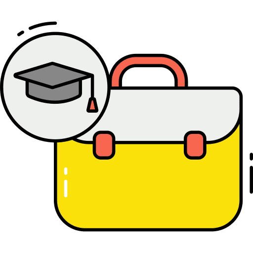 Internship graduation cap briefcase suitcase icon