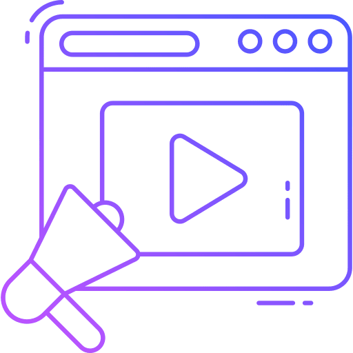 Video marketing publicity communication social media marketing icon