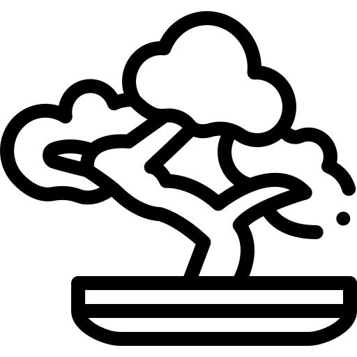 Bonsai tree farming and gardening botanical icon