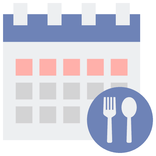 Scheduling sustainable food and restaurant meal icon