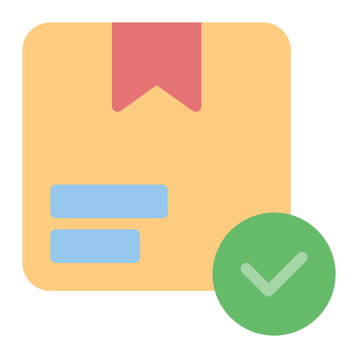 Box box shipping and delivery check icon