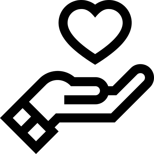 Heart give love hand heart kindness icon