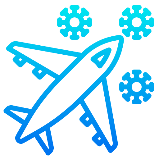 Airplane health and care airplane covid 19 icon