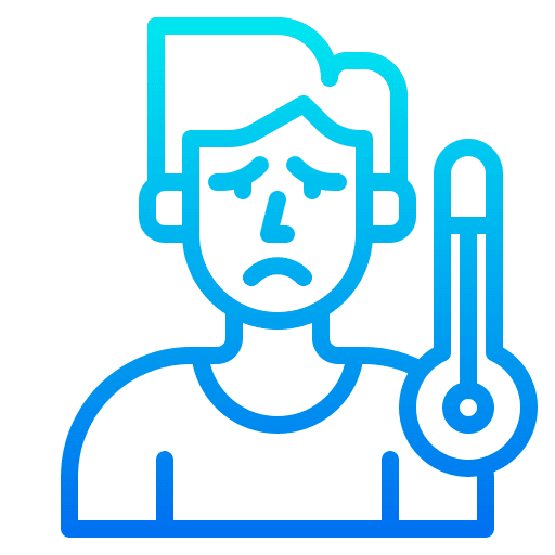 High temperature health and care virus temperature check icon