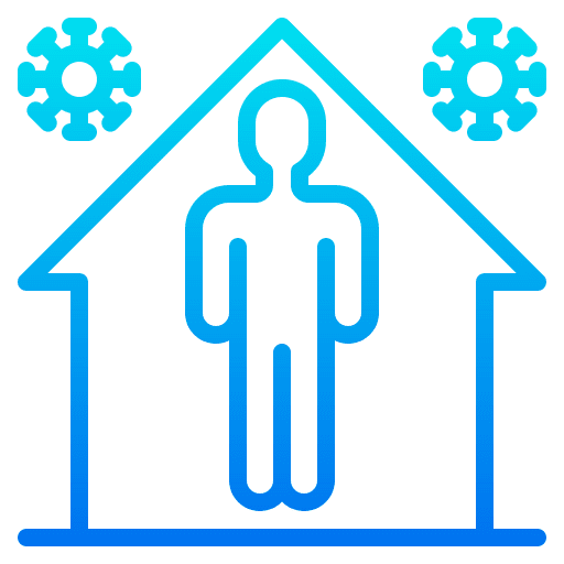 Stay at home home coronavirus health and care icon