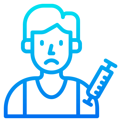 Syringe vaccine man health and care icon