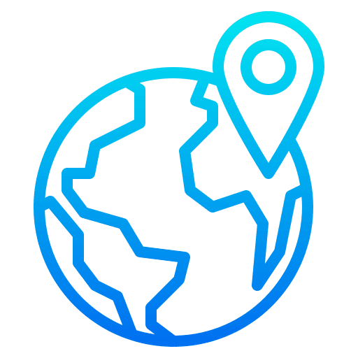 Location pin region maps and location travel icon