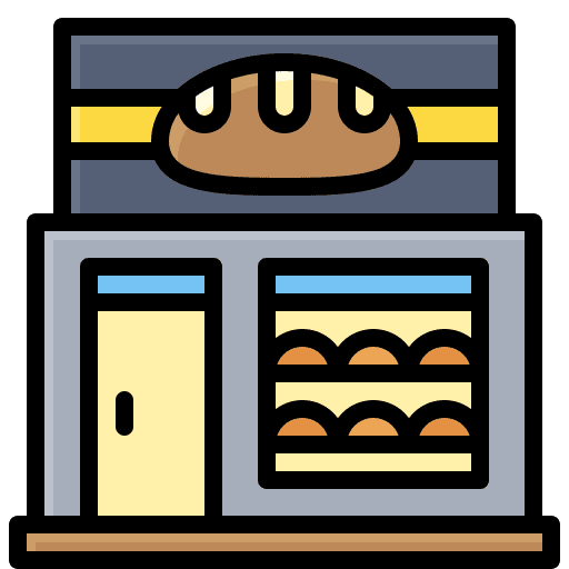 Bakery shop food and restaurant pastry commerce and shopping icon
