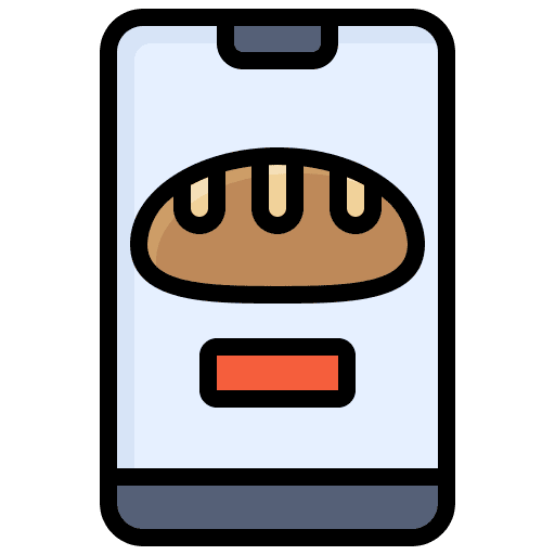 Mobile phone online order food and restaurant food icon