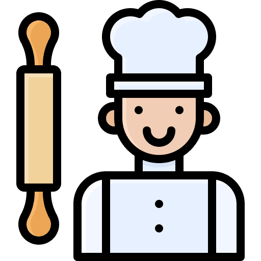 Baker tools and utensils baker kitchen tools icon