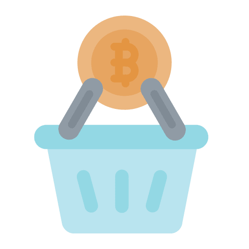 Shop bitcoin basket commercial icon