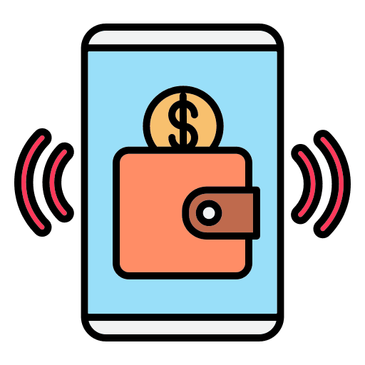 Digital wallet business and finance wallet commerce and shopping icon