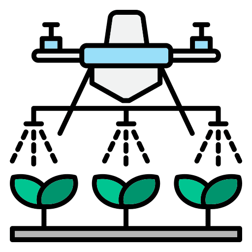 Drone agriculture farming watering plants icon