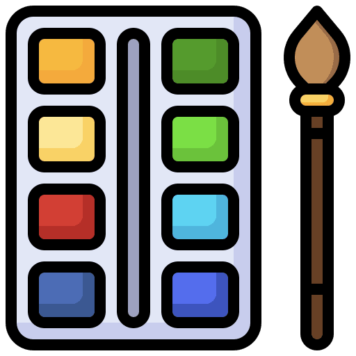 Watercolor education painting brush icon
