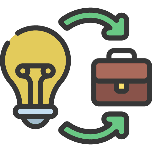 Implementation briefcase innovation business and finance icon