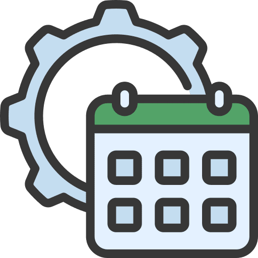 Scheduling time management timetable cogwheel icon