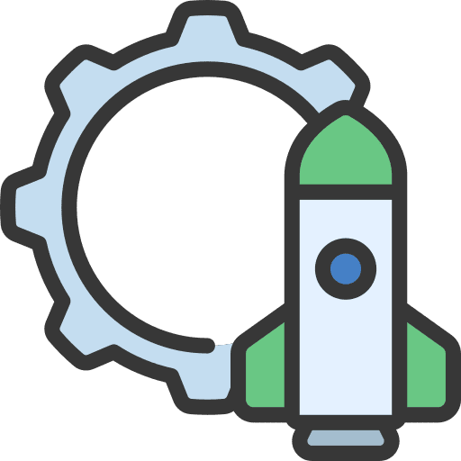 Rocket launch rocket ship gear startup icon