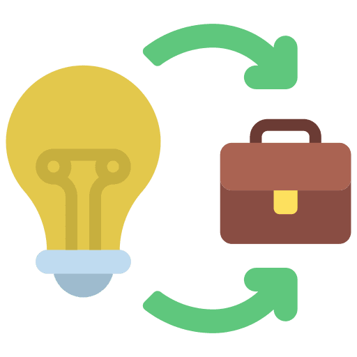 Implementation creativity briefcase business and finance icon