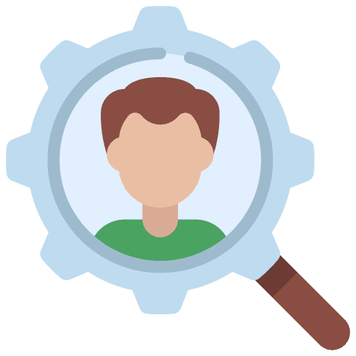 Recruitment loupe cv human resources icon
