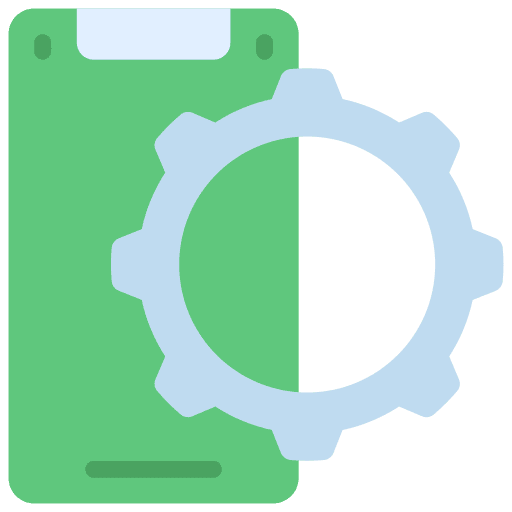Mobile development business and finance mobile device setting icon