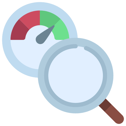 Performance measurement loupe attitude icon