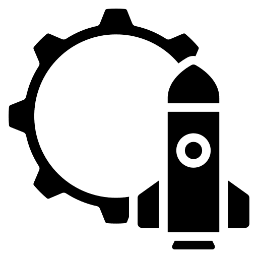 Rocket launch business and finance space ship project icon