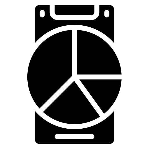 Mobile analytics pie chart statistics smartphone icon