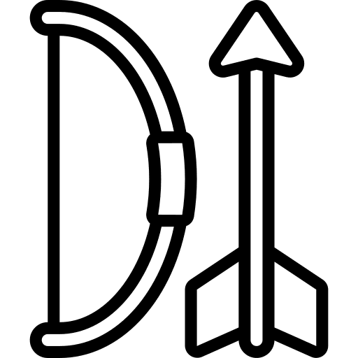 Bow and arrow weapons archer video game icon