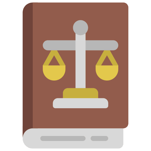 Law book constitution balance scale justice scale icon