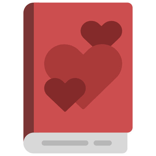 Romantic novel book story education icon