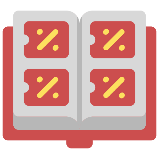 Coupons percentage discount literature icon