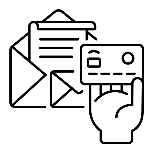 Credit card mail order letter icon