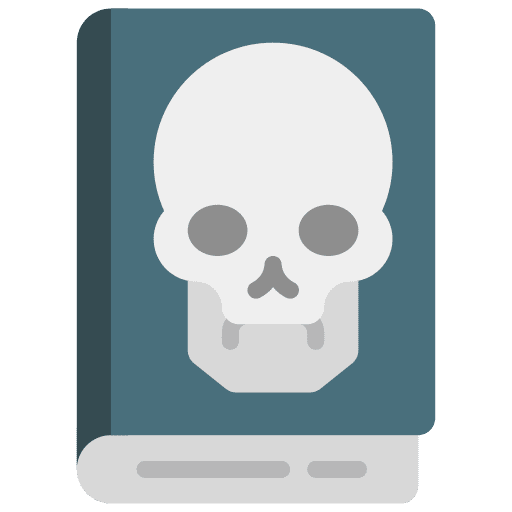 Spooky halloween spellbook skull icon